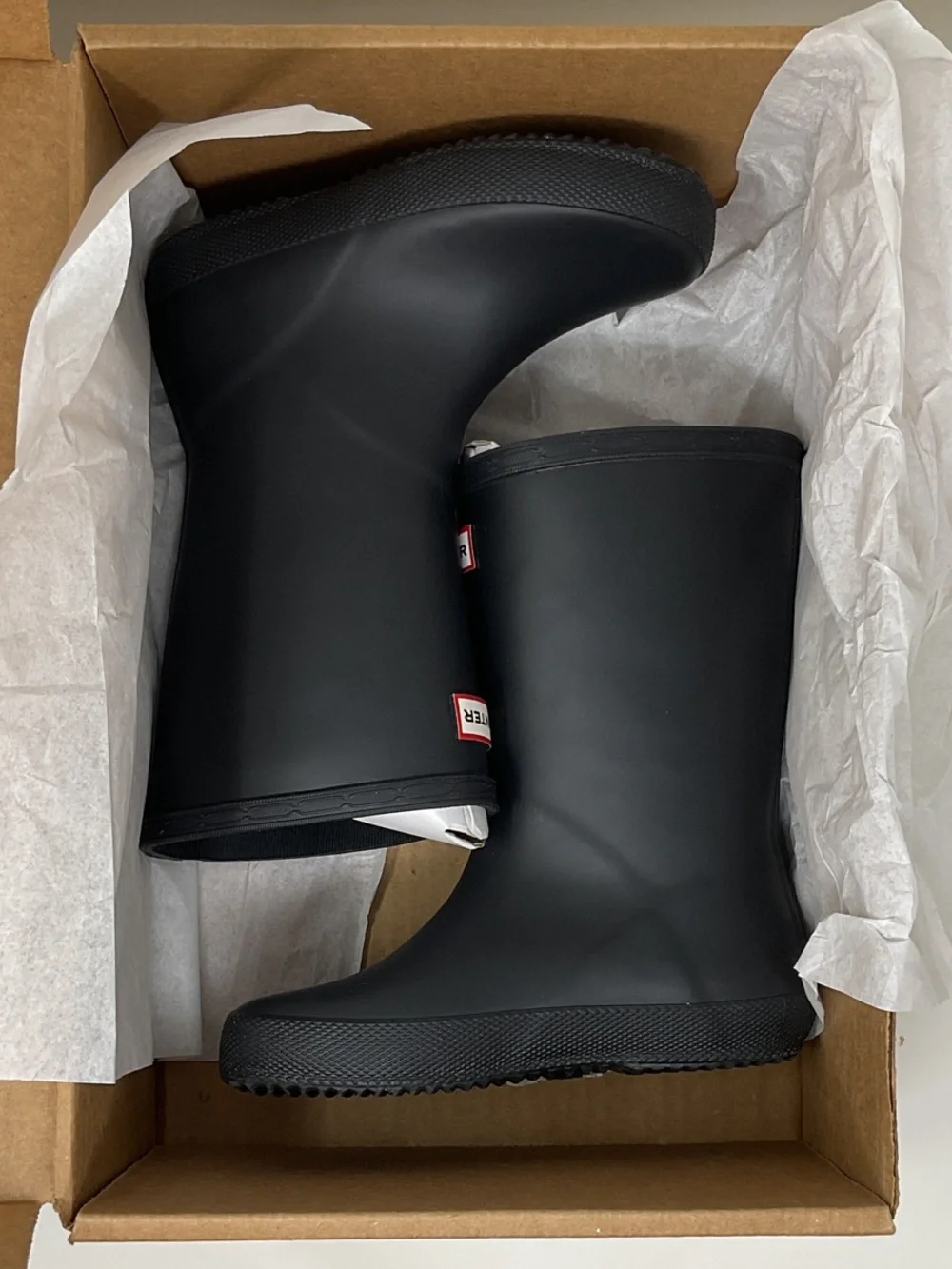 Hunter Kids Black Waterproof Rain Boots with Red Logo Trim Size 11